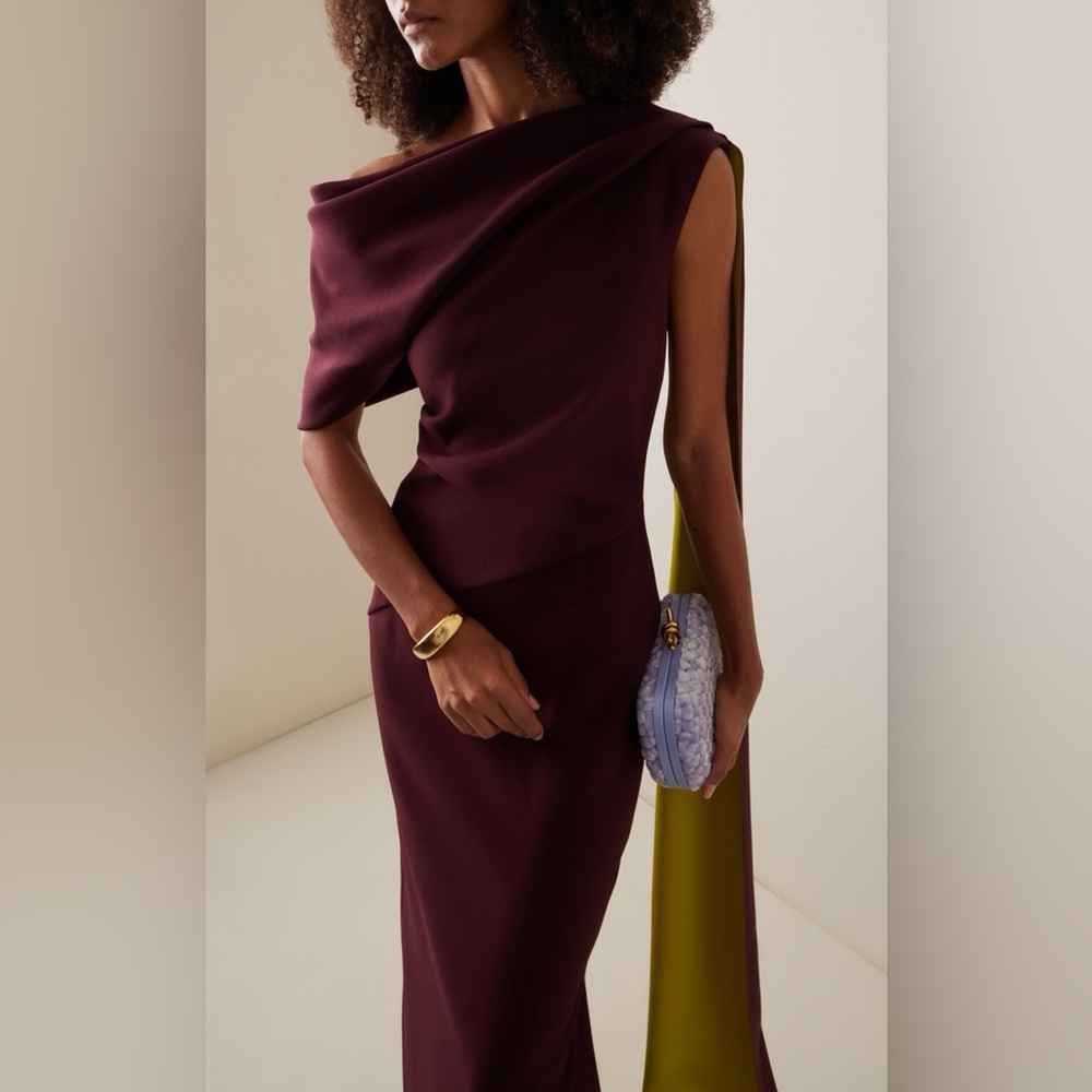 Elegant Burgundy One-Shoulder Dress Roksanda-style